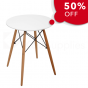 REPLICA EAMES DSW EIFFEL DINING TABLE ROUND WHITE NATURAL BEECH WOOD 80 x 72CM