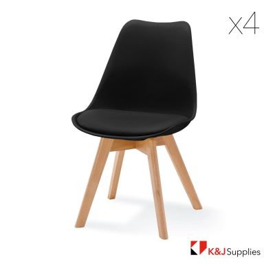 VIVA CHAIR BLACK NATURAL BEECH WOOD 4 PACK