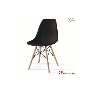 REPLICA EAMES DSW EIFFEL DINING CHAIR BLACK NATURAL BEECH WOOD 4 PACK