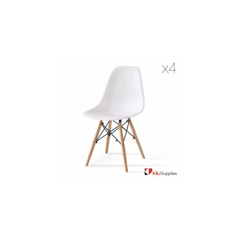 REPLICA EAMES DSW EIFFEL DINING CHAIR WHITE NATURAL BEECH WOOD 4 PACK